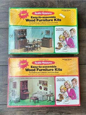 Vtg Realife Miniatures Wood Furniture Kits Heritage Series #189 #190 SEALED LOT